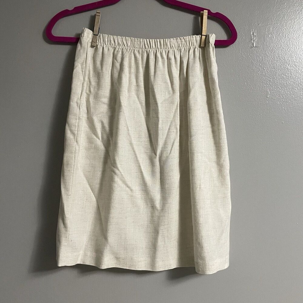 Minimalist Coastal Linen/Rayon Skirt 8P Short Oatmeal Beige Neutral Boho